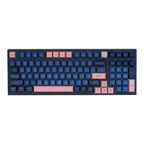 Teclado Gamer Mecânico Skyloong GK980 Blue Pink, Switch Silver, 3 Modos, RGB, Hot Swap, 4000mah