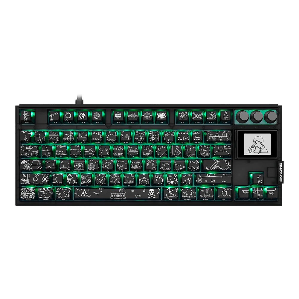 Teclado Gamer Mecânico Skyloong GK87 Pro Crazy Scientist, Switch Ktt Silver, 3 Modos, RGB, Hot Swap, 4000mAh