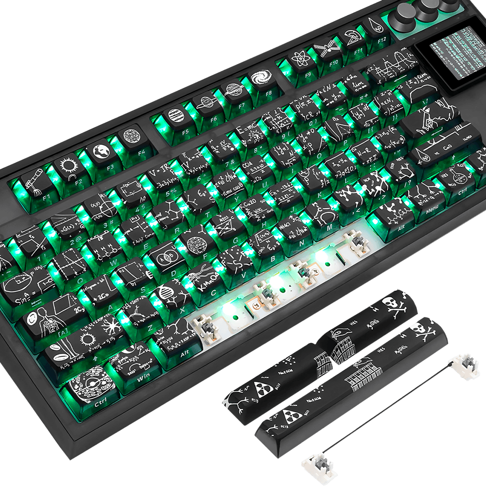 Teclado Gamer Mecânico Skyloong GK87 Pro Crazy Scientist, Switch Ktt Silver, 3 Modos, RGB, Hot Swap, 4000mAh - Imagem 2