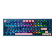 Teclado Gamer Mecânico Skyloong GK75 Blue Pink Aluminun, Switch KTT Red, 3 Modos, RGB, Hot Swap, 4000mAh, Layout ANSI