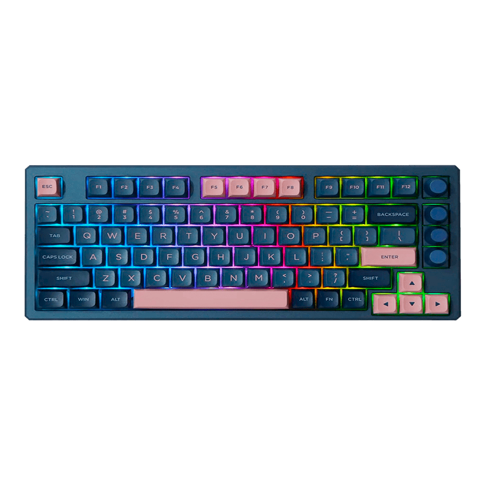 Teclado Gamer Mecânico Skyloong GK75 Blue Pink Aluminun, Switch KTT Red, 3 Modos, RGB, Hot Swap, 4000mAh, Layout ANSI