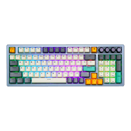 Teclado Gamer Mecânico Skyloong GK980 TI Grey Aluminun, Switch KTT Red, 3 Modos, RGB, Hot Swap, 4000mAh, Prata