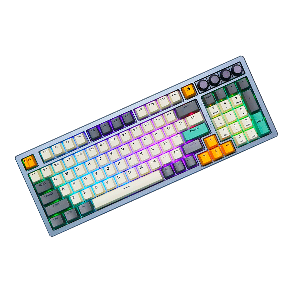 Teclado Gamer Mecânico Skyloong GK980 TI Grey Aluminun, Switch KTT Red, 3 Modos, RGB, Hot Swap, 4000mAh, Prata - Imagem 2