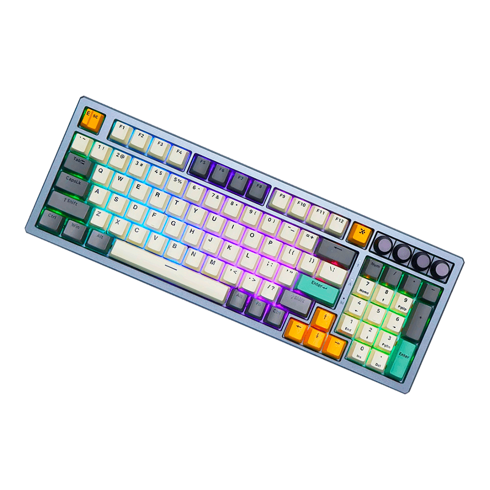 Teclado Gamer Mecânico Skyloong GK980 TI Grey Aluminun, Switch KTT Red, 3 Modos, RGB, Hot Swap, 4000mAh, Prata - Imagem 3