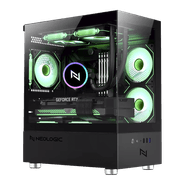 Gabinete Gamer Neologic Aquário Pulse, Mid-Tower, Lateral e Frontal Vidro Temperado, Preto, 3 Fans ARGB - NL-PSBK