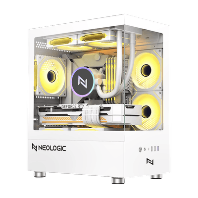 Gabinete Gamer Neologic Aquário Pulse, Mid-Tower, Lateral e Frontal Vidro Temperado, Branco, 3 Fans ARGB - NL-PSWH