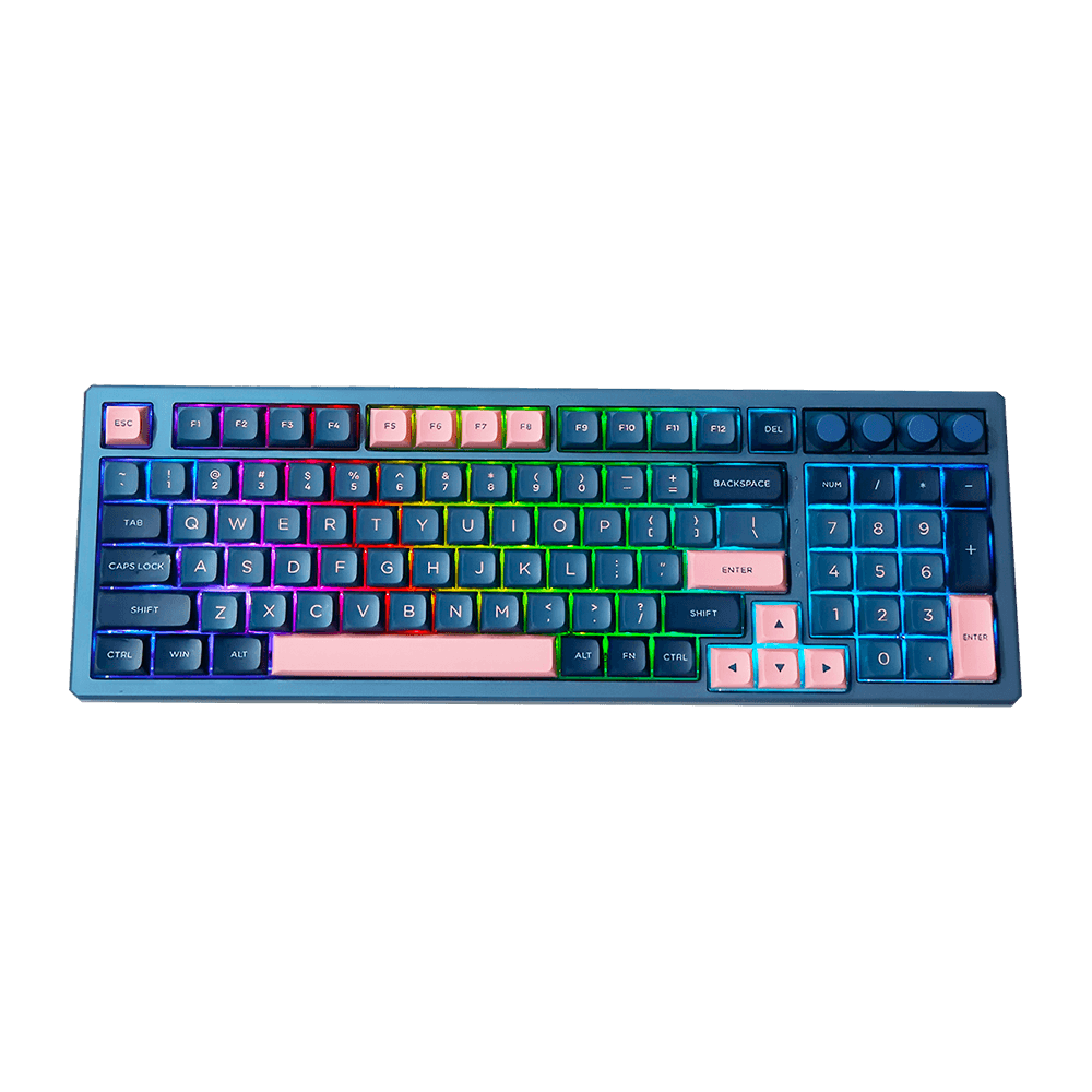 Teclado Gamer Mecânico Skyloong GK980 Blue Pink Aluminun, Switch KTT Brown, 3 Modos, RGB, Hot Swap, 4000mAh - Imagem 2