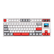 Teclado Gamer Mecânico Skyloong GK87 Pro Grey White Red, Switch KTT Red, 3 Modos, RGB, Hot Swap, 4000mAh, Branco