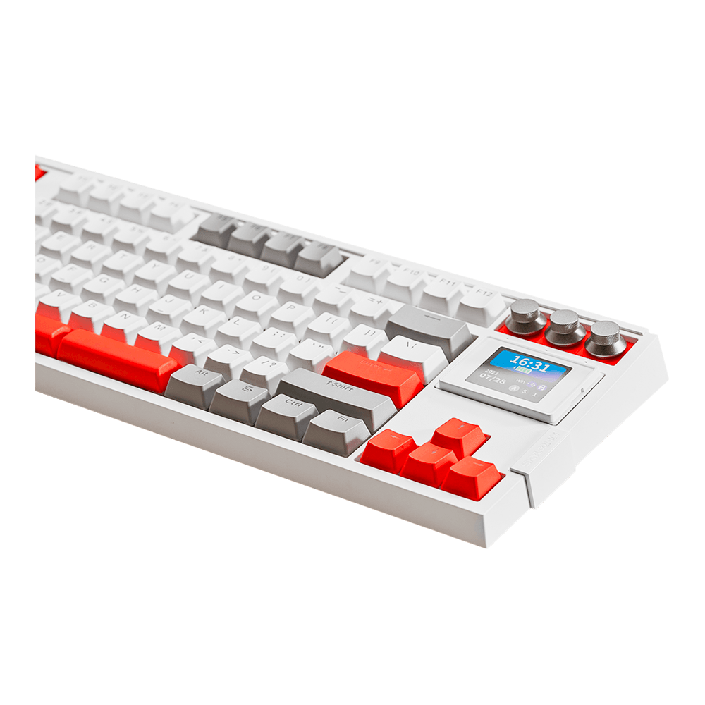 Teclado Gamer Mecânico Skyloong GK87 Pro Grey White Red, Switch KTT Red, 3 Modos, RGB, Hot Swap, 4000mAh, Branco - Imagem 3