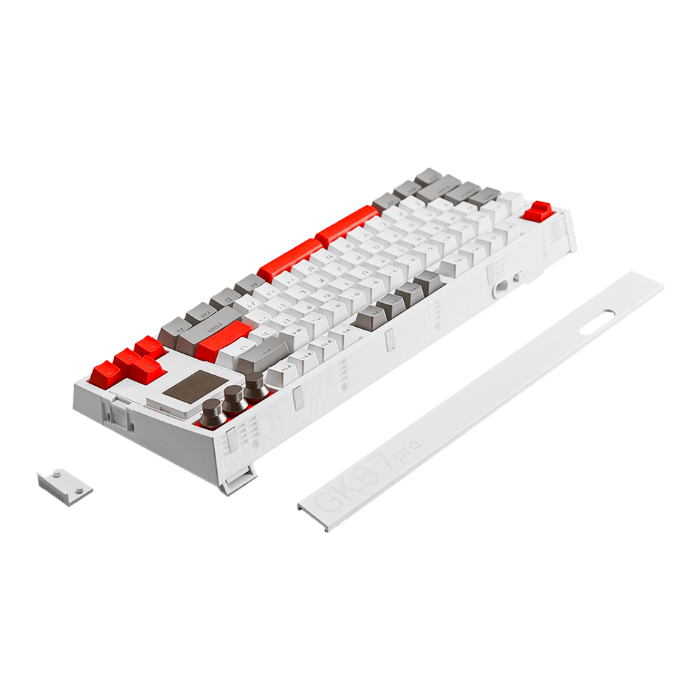 Teclado Gamer Mecânico Skyloong GK87 Pro Grey White Red, Switch Ktt Brown, 3 Modos, RGB, Hot Swap, 4000mAh, Branco - Imagem 2