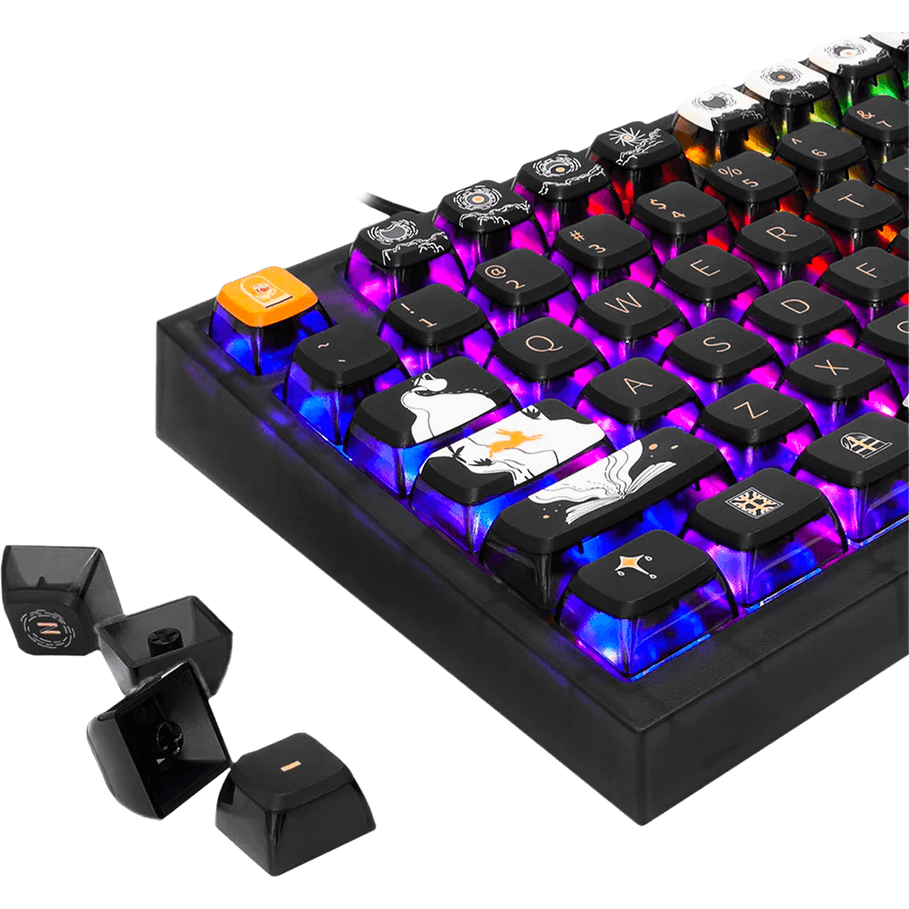 Teclado Gamer Mecânico Skyloong GK980 Dark Faury Tale, Switch KTT Red, 3 Modos, RGB, Hot Swap, 4000mAh - Imagem 4