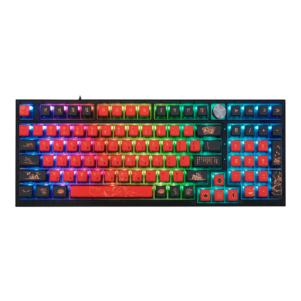 Teclado Gamer Mecânico Skyloong GK980 Jiuwei, Switch KTT Red, 3 Modos, RGB, Hot Swap, 4000mAh, Preto