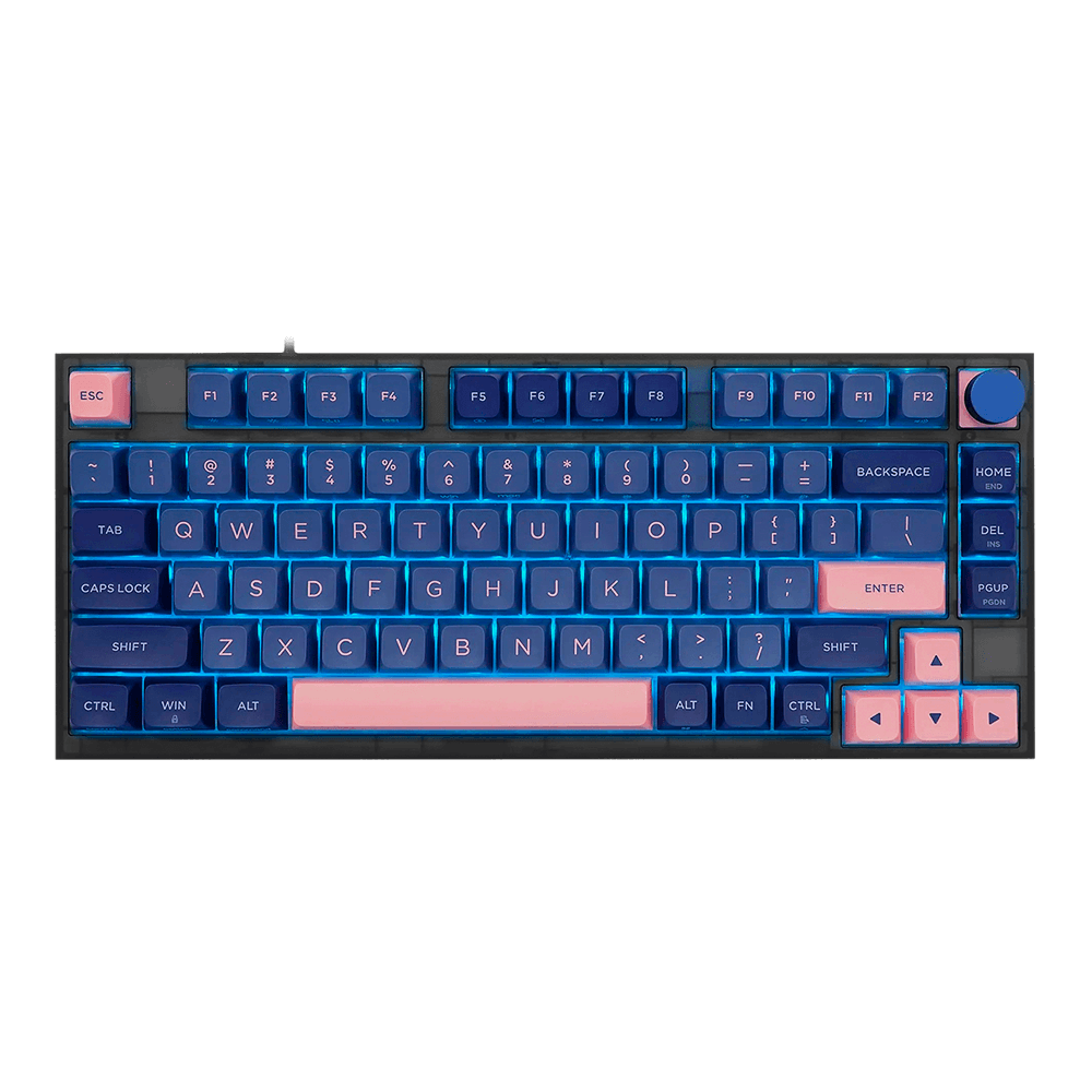 Teclado Gamer Mecânico Skyloong GK75 Blue Pink, Switch KTT Brown, 3 Modos, RGB, Hot Swap, 4000mAh