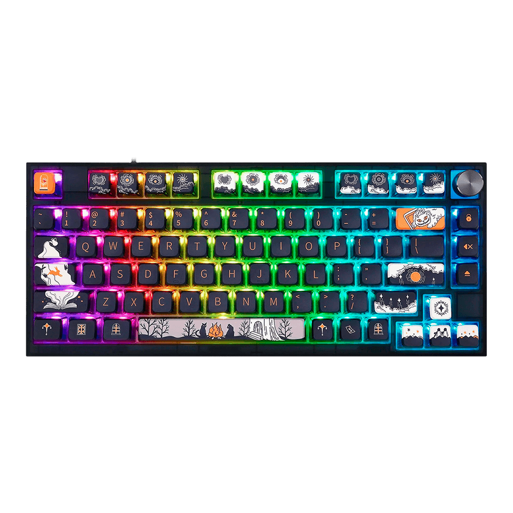 Teclado Gamer Mecânico Skyloong GK75 Dark Fairry Tale, Switch KTT Brown, 3 Modos, RGB, Hot Swap, 4000mAh, Preto