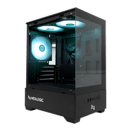 Gabinete Gamer Neologic Aquário Pulse, Mid-Tower, Lateral e Frontal Vidro Temperado, Preto, 3 Fans ARGB - NL-PSBK