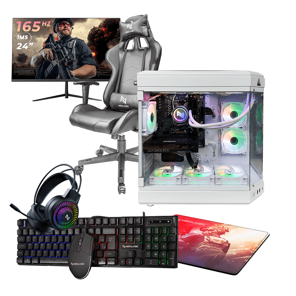 Pc Gamer Completo Ryzen 5 5500, 16GB 3200Mhz, (RTX 4060 8GB), SSD 480GB, 600W 80 Plus, Monitor 24 165Hz, Cadeira - NLI88048