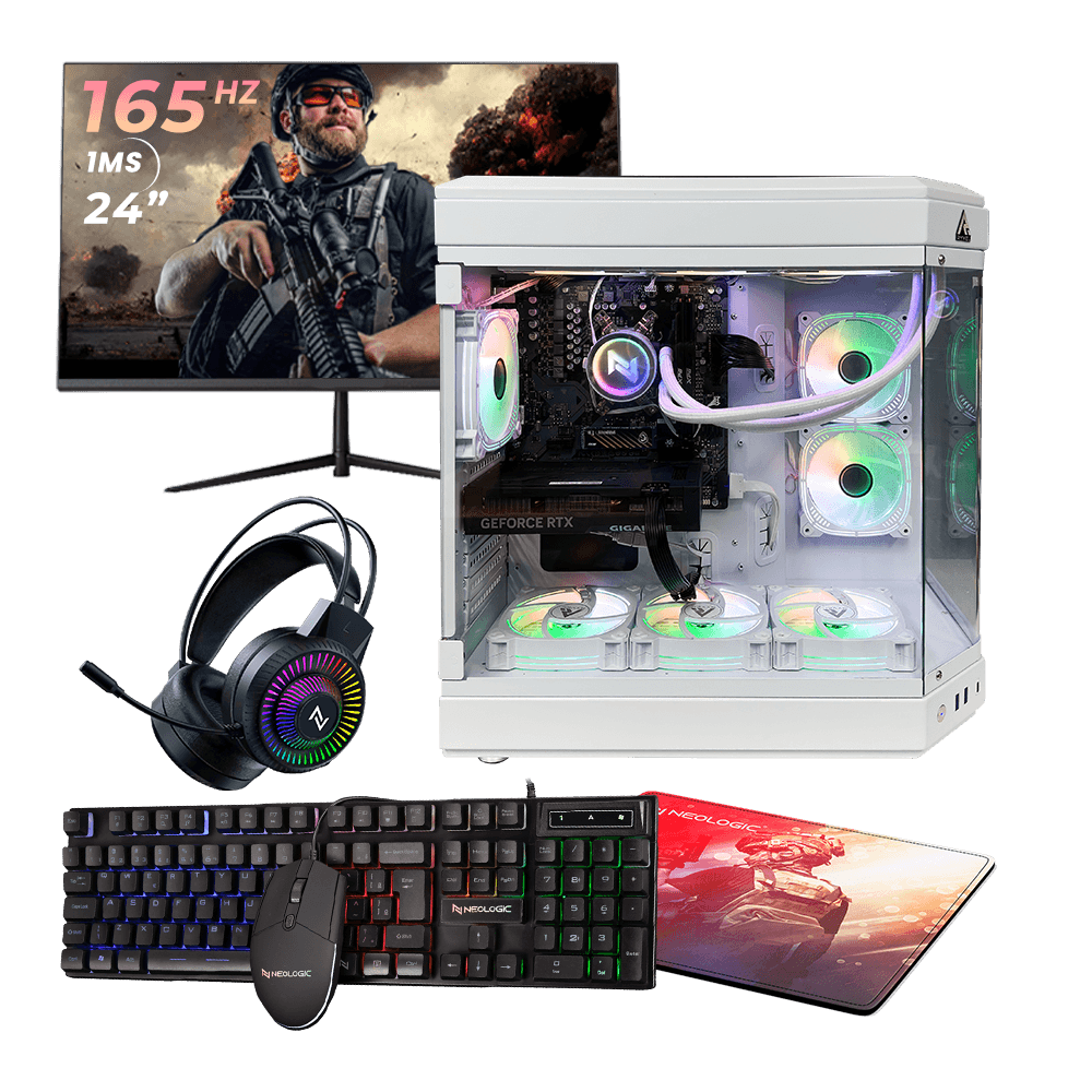 Pc Gamer Completo Ryzen 5 5500, 16GB 3200Mhz, (RTX 4060 8GB), B550M, SSD 480GB, 600W 80 Plus, Monitor 24 165Hz - NLI88047
