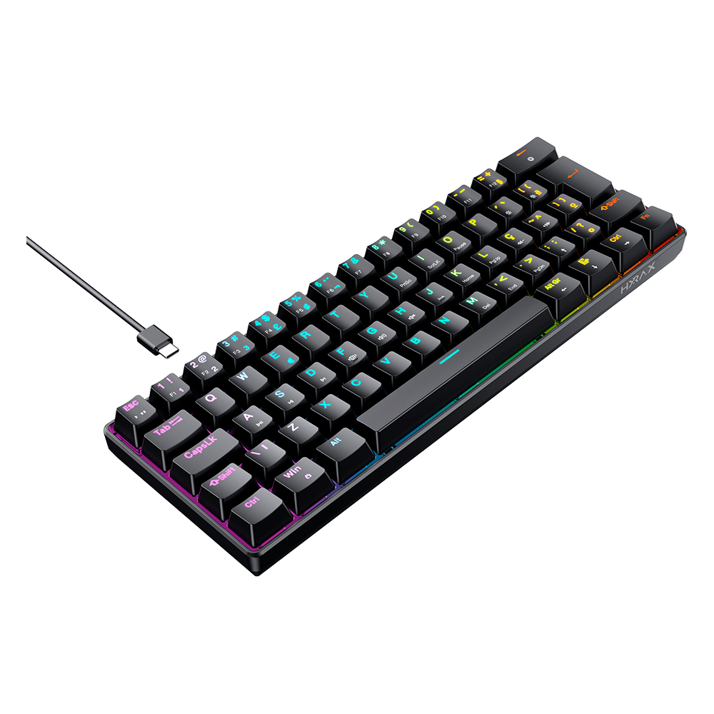Teclado Gamer Mecanico Hyrax Thunder Hck61, Abnt2, Preto, Switch Azul - Hck61b-blue-rgb