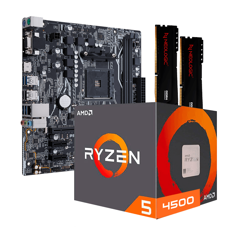 Kit Upgrade AMD Ryzen 5 4500, Placa Mãe A520M, 16GB DDR4, Neologic - NLI84048