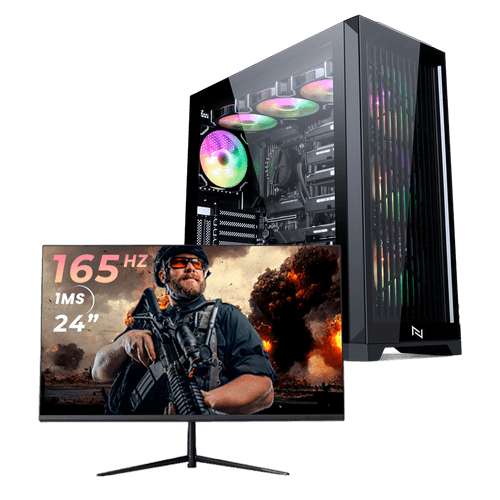 Pc Gamer Completo Black Myth High Ryzen 7 5700, 16GB 3200Mhz, (RTX 4060), SSD 1TB, 600W 80 Plus, Monitor 24 165Hz, Neologic - NLI87918