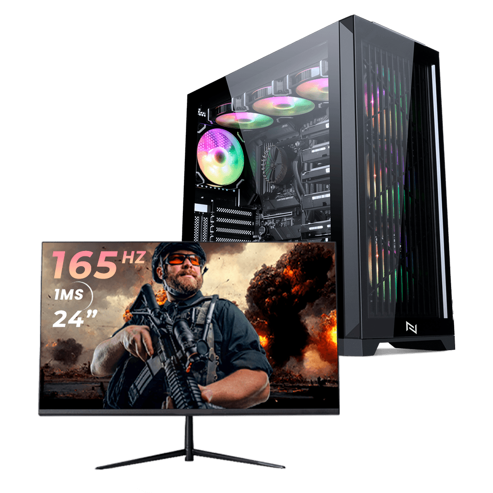 Pc Gamer Completo Black Myth High Ryzen 7 5700X, 32GB 3200Mhz, (RTX 4060), SSD 480GB, 600W 80 Plus, Monitor 24 165Hz, Neologic - NLI87946