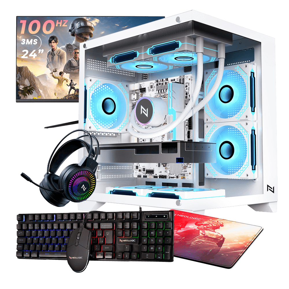 Pc Gamer Completo Ryzen 3 5300G, 16GB 3200Mhz, (Radeon Vega 6 Integrado), A520M, SSD 480GB, 500W 80 Plus, Monitor 24 100Hz, Neologic - NLI89947