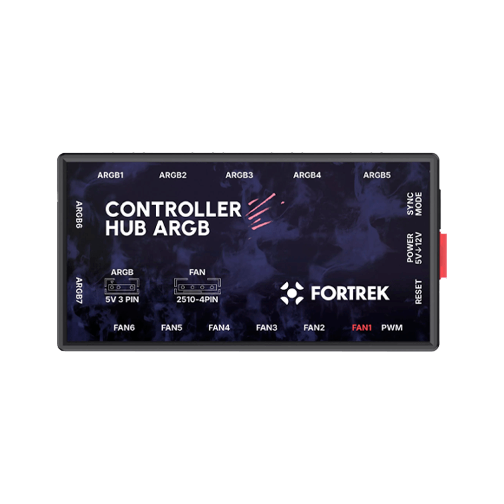 Controladora de Cooler Fan Fortrek, Argb, Com Controle Remoto, 7 Portas, Suporta 6 Coolers, 2 Fitas Led - Imagem 4