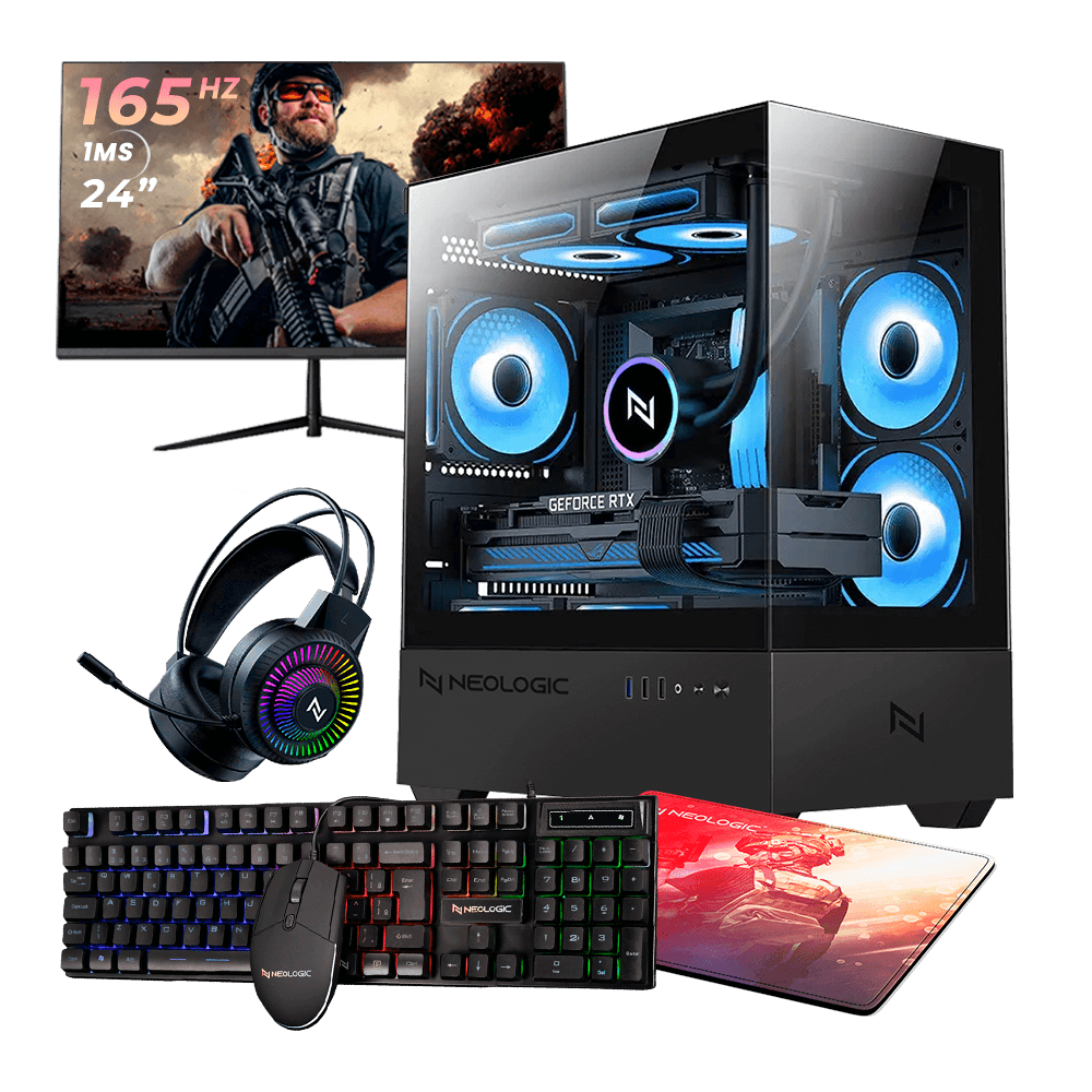 Pc Gamer Completo Ryzen 5 7600, 64GB DDR5 5600Mhz, (RTX 4060 8GB), B650, SSD 480GB, 600W 80 Plus, Monitor 24 165Hz, Neologic - NLI89328