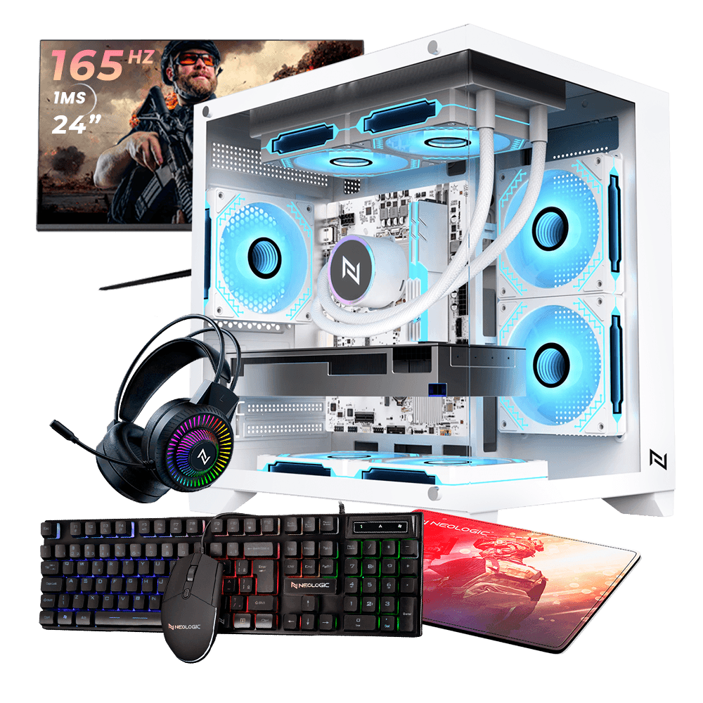 Pc Gamer Completo Ryzen 5 5600X, 32GB 3200Mhz, (RTX 4060 8GB), B550M, SSD 1TB, 600W 80 Plus, Monitor 24 165Hz, Neologic - NLI89685