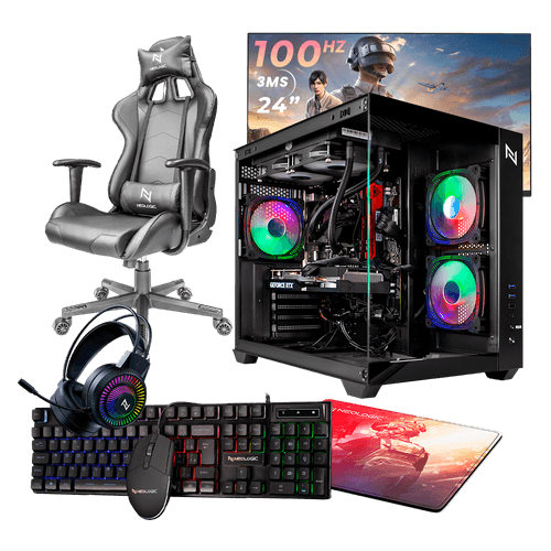 Pc Gamer Completo Ryzen 5 5600GT, 16GB 3200Mhz (Radeon Vega 7), SSD 480GB, 500W 80 Plus, Monitor 24" 100Hz, Cadeira - NLI87597
