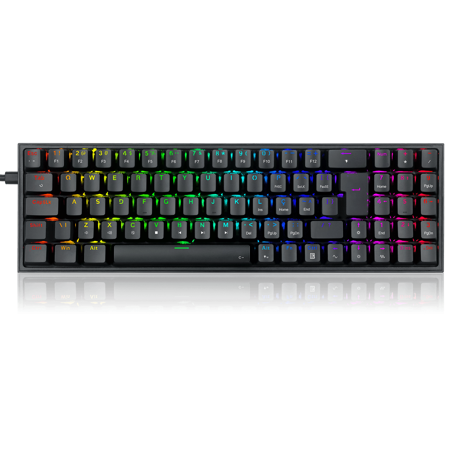 Teclado Mecânico Gamer Redragon Pollux, RGB, Switch Blue, Preto, K628-RGB-B-PT-BLUE