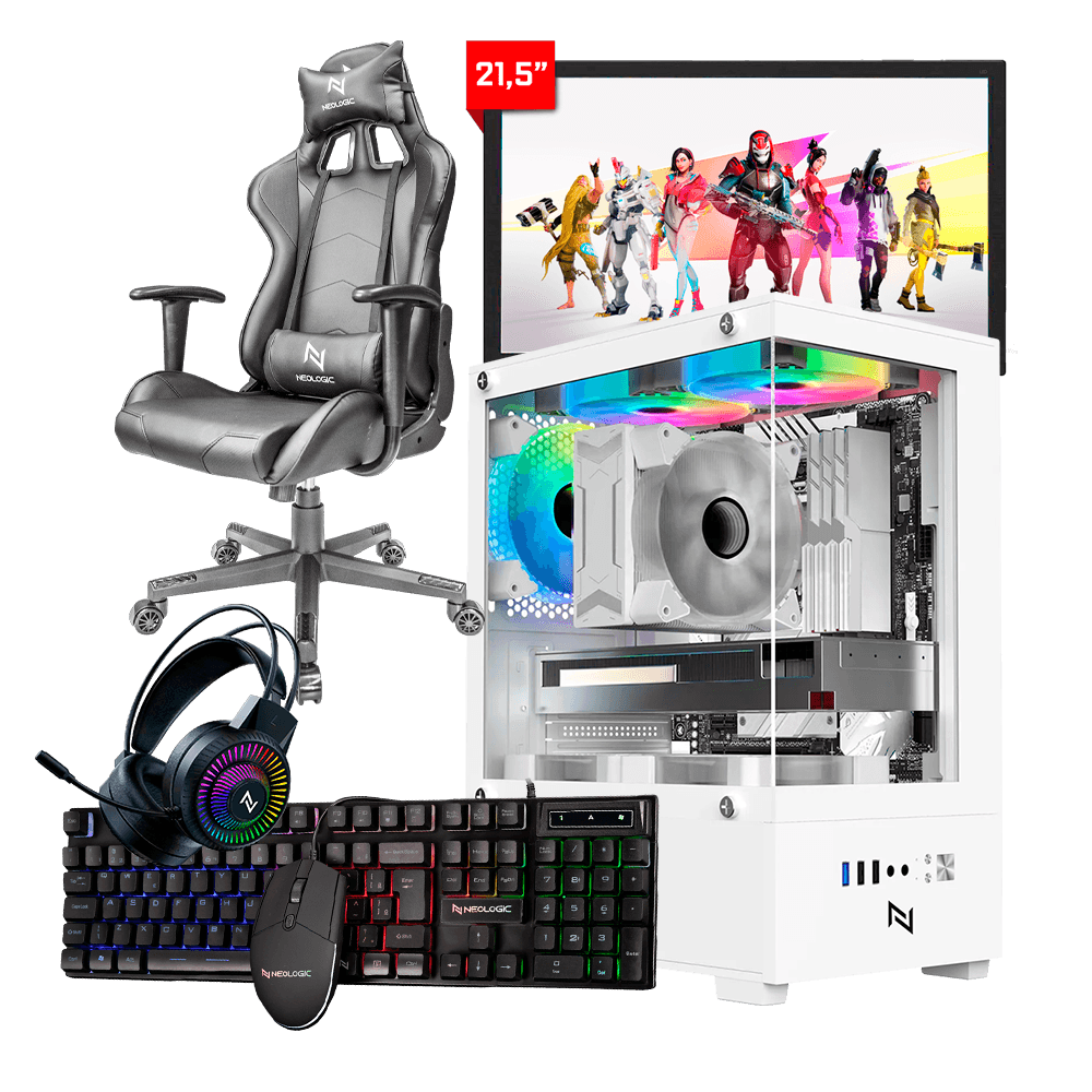 Pc Gamer Completo Ryzen 3 3200G, 16GB 3200Mhz, (Radeon Vega 8 Integrado), A520M, SSD 240GB, 500W 80 Plus, 3 fans, Cadeira, Neologic - NLI89161