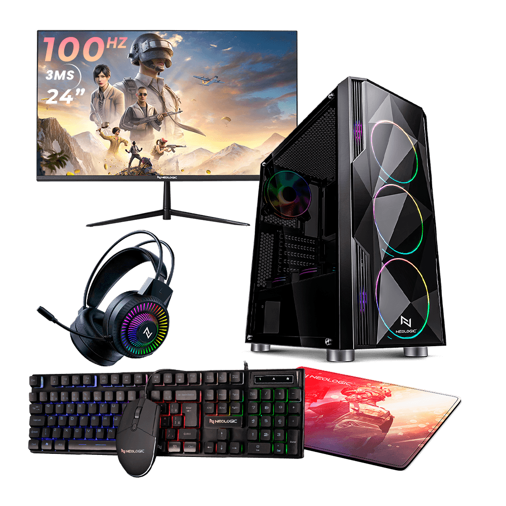 Pc Gamer Completo Ryzen 5 5600GT, 16GB 3200Mhz (Radeon Vega 7), SSD 480GB, 500W 80 Plus, Monitor 24" 100Hz - NLI87602