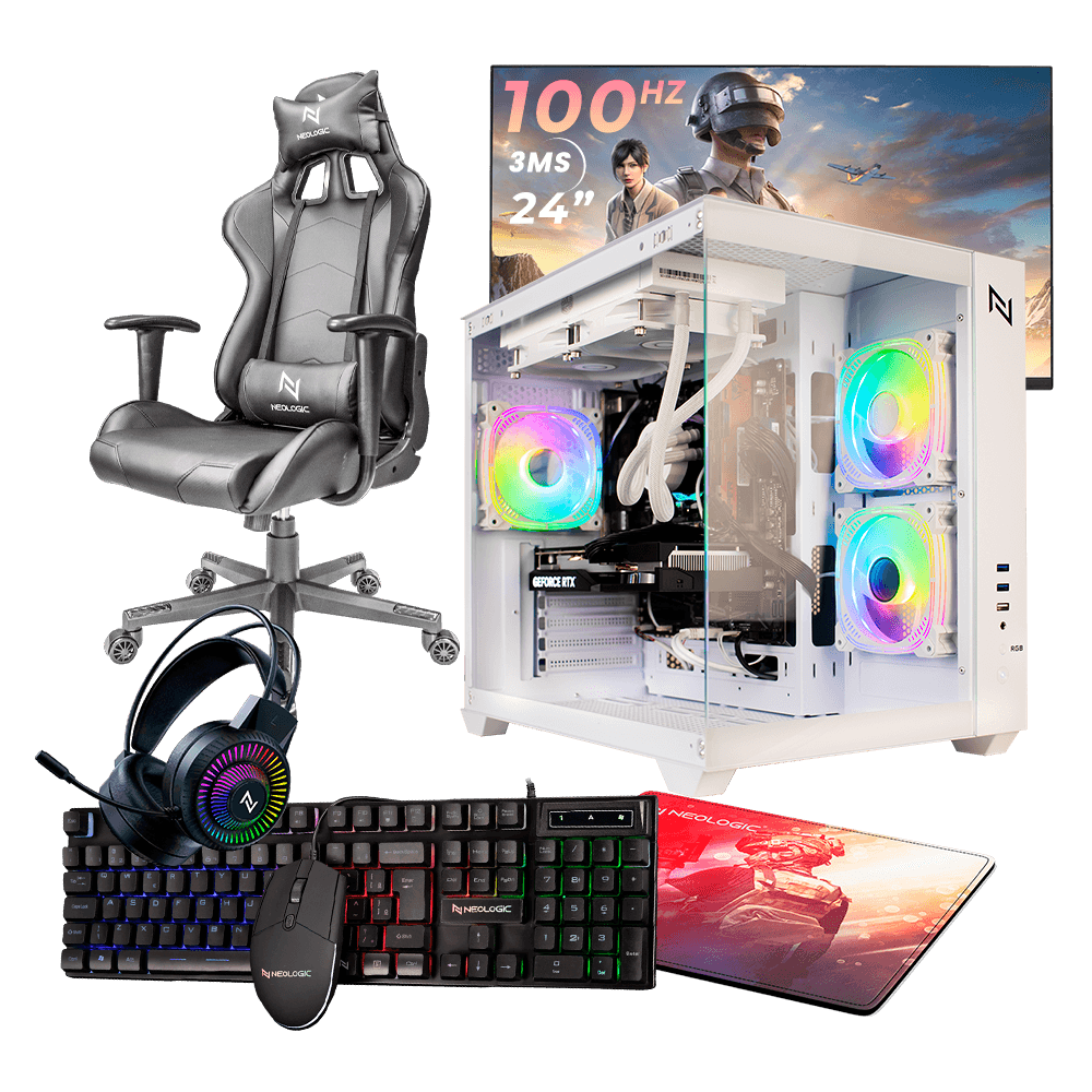 Pc Gamer Completo Ryzen 5 5600GT, 16GB 3200Mhz (Radeon Vega 7), SSD 480GB, 500W 80 Plus, Monitor 24" 100Hz, Cadeira - NLI87601