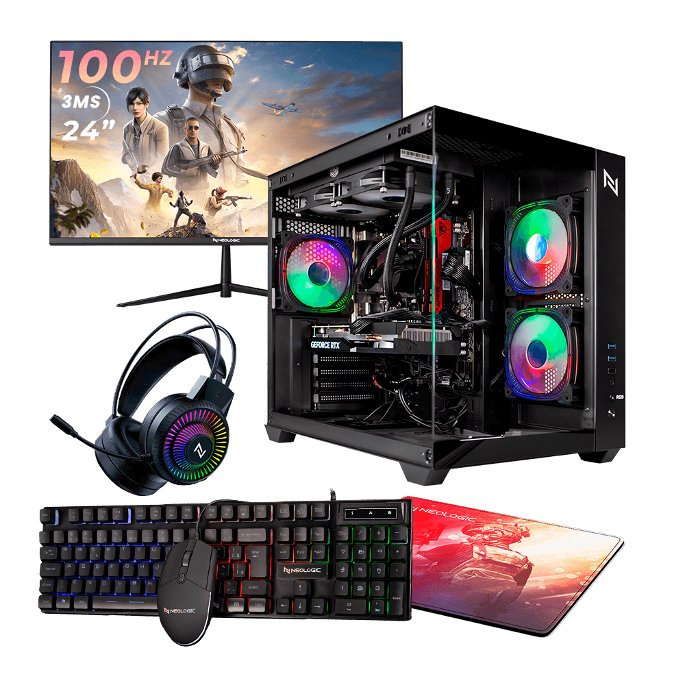 Pc Gamer Completo Ryzen 5 5600GT, 16GB 3200Mhz (Radeon Vega 7), SSD 480GB, 500W 80 Plus, Monitor 24" 100Hz, Neologic Aquarium - NLI87580