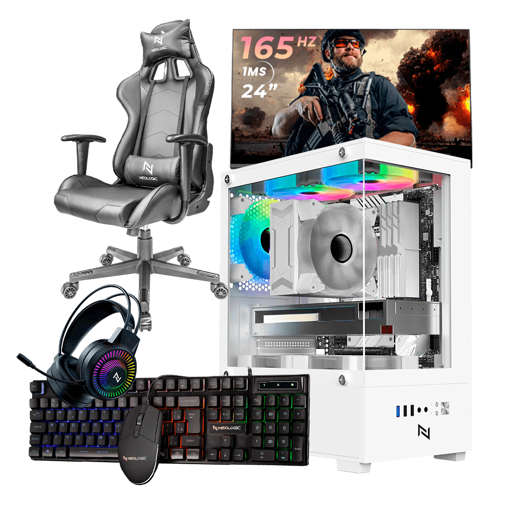 Pc Gamer Completo Ryzen 5 5600GT, 16GB 3200Mhz, (Radeon Vega 7 Integrado), A520M DX, SSD 480GB, 500W 80 Plus, 3 fans, Cadeira, Neologic - NLI89157