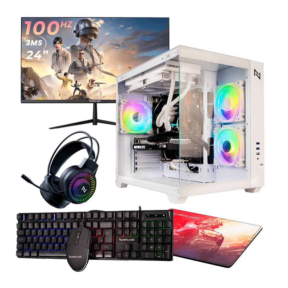 Pc Gamer Completo Ryzen 5 5600GT, 16GB 3200Mhz (Radeon Vega 7), SSD 480GB, 500W 80 Plus, Monitor 24" 100Hz - NLI87598