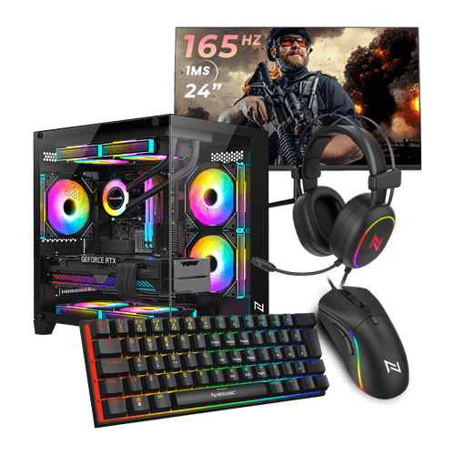 Pc Gamer Full Black Ryzen 5 5600GT, 16GB 3200Mhz, (Radeon Vega 7 Integrado), A520M, SSD 480GB, 500W 80 Plus, Teclado Mecânico, Neologic - NLI89951