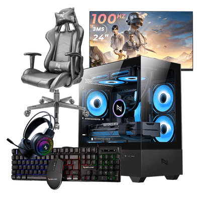 PC gamer elegante com iluminação PC gamer elegante com iluminação