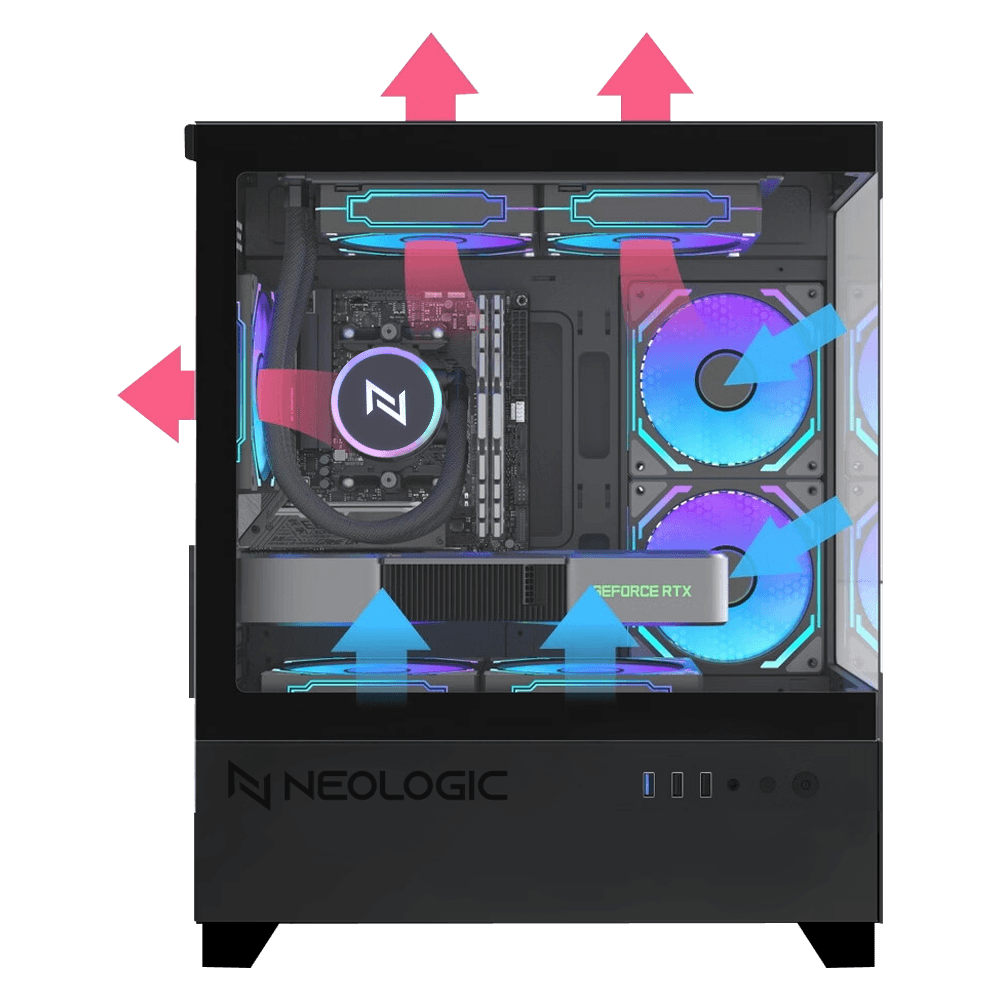 Pc Gamer Ryzen 5 5500X3D, 16GB 3200Mhz, (RTX 5050 8GB), A520M, SSD 480GB, 600W 80 Plus, 3 fans RGB, Neologic - NLI90519 - Imagem 4