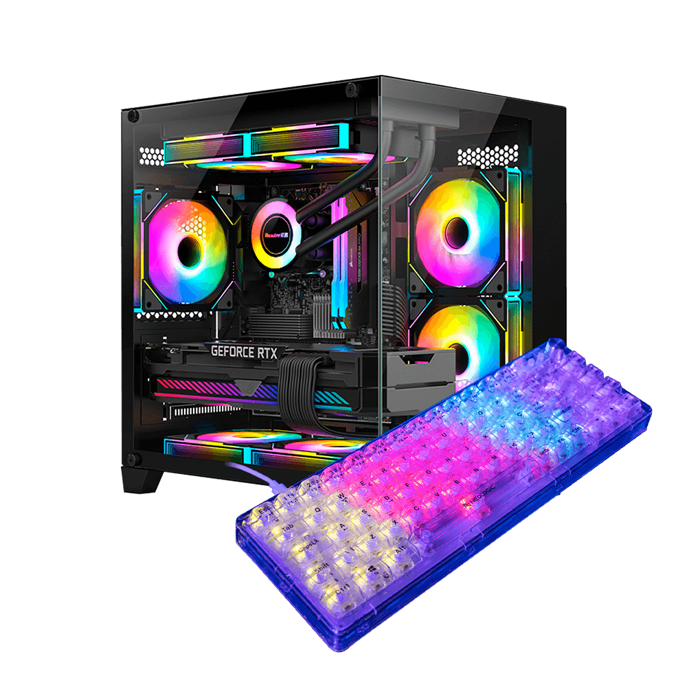 Pc Gamer Ryzen 5 4500, 16GB 3200Mhz, (RX 580 8GB), A520M, SSD 480GB, 500W 80 Plus, 3 fans RGB, Teclado Mecanico Crystal Edge, Neologic - NLI91508