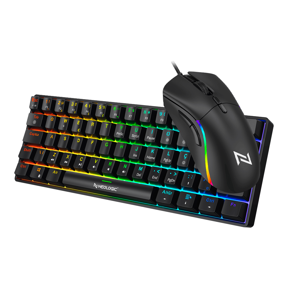 Kit Teclado Precision Pro Dark  60% Switch Blue + Mouse Neologic Custom 12.000 DPI