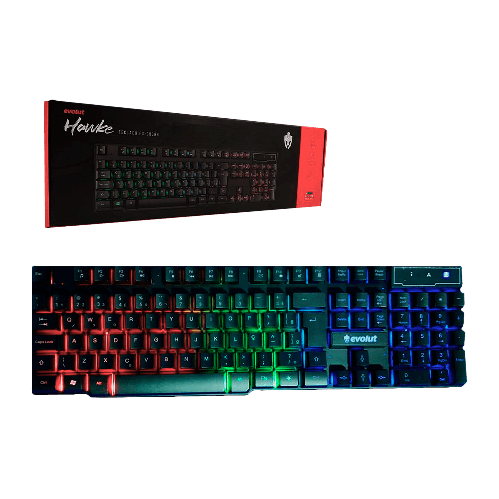 Teclado Gamer Evolut Hawke Usb, Rainbow - Eg206