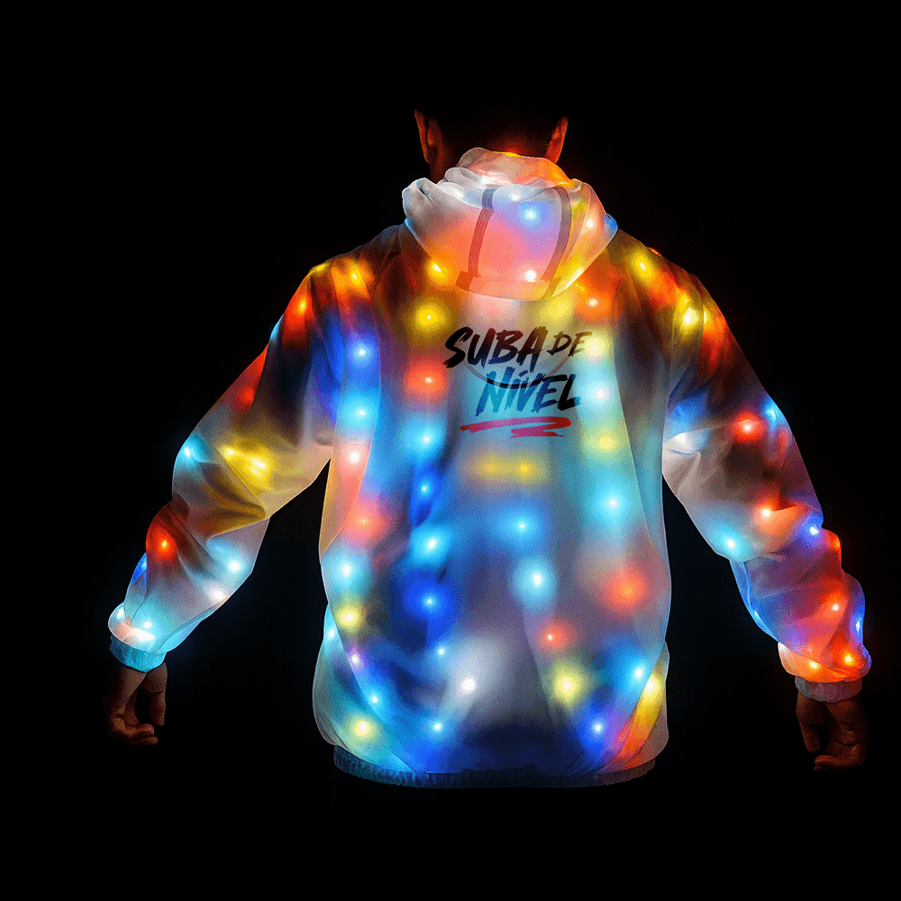 Blusa Neologic, Branca, Com Led Rainbow, Com Capuz, Tamanho XL - Imagem 2
