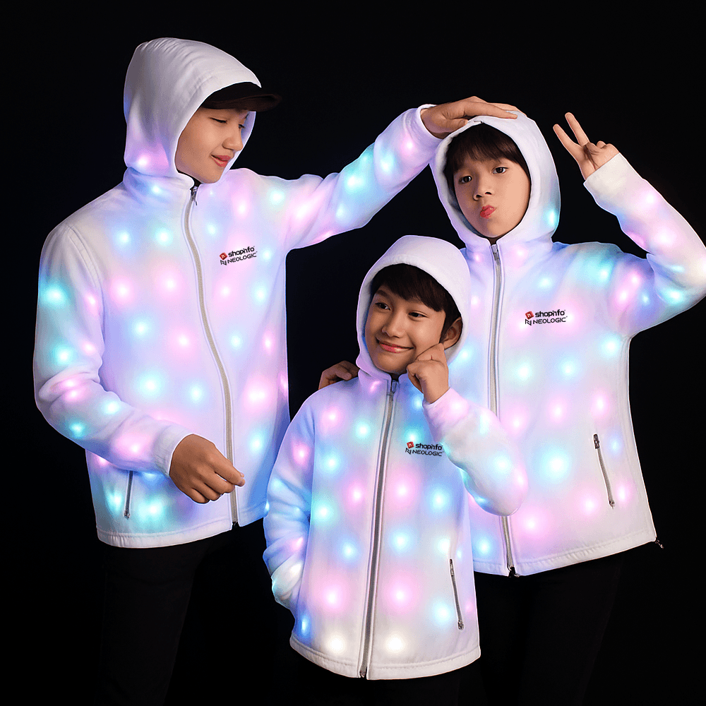 Blusa Neologic, Branca, Com Led Rainbow, Com Capuz, Tamanho XXXL