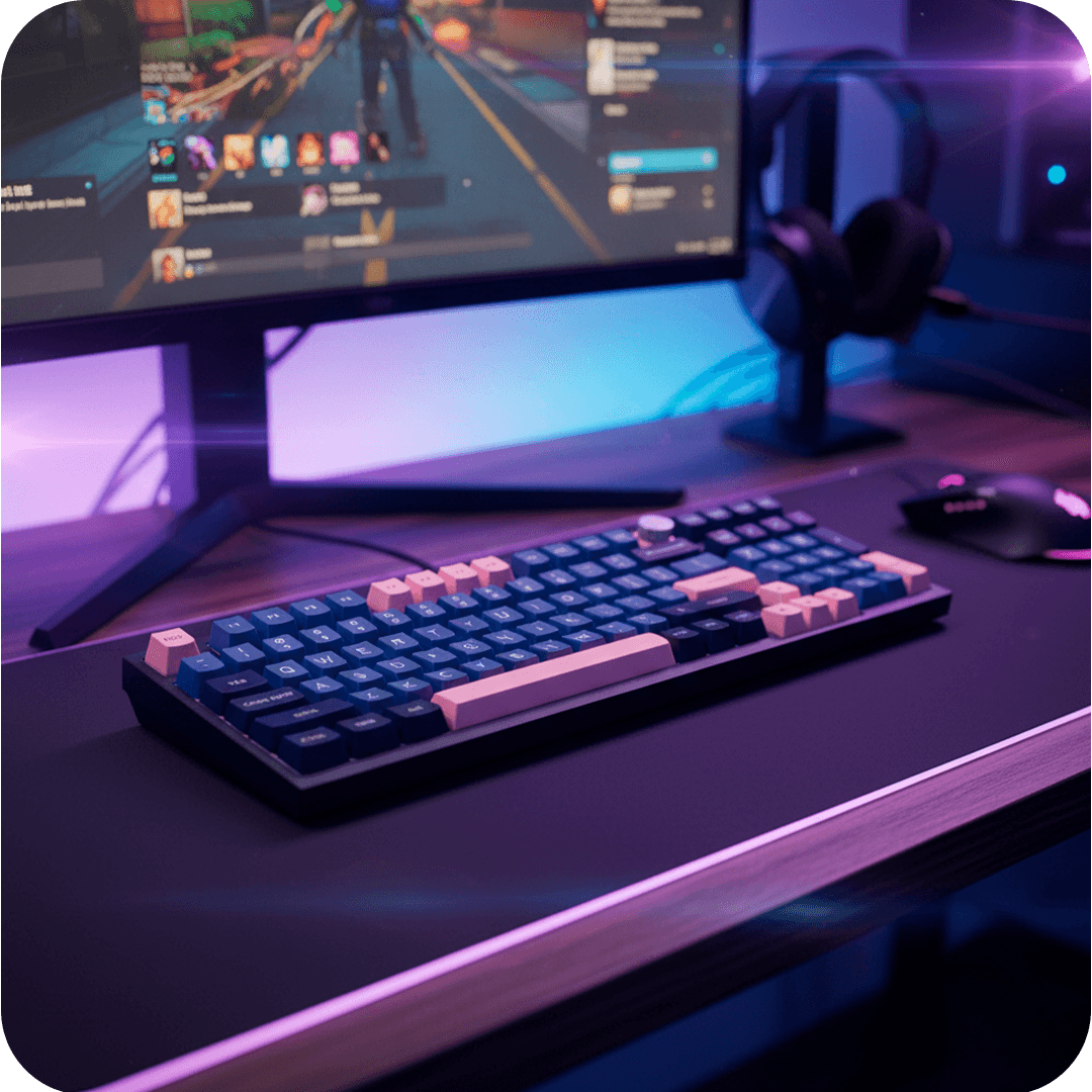 Teclado Gamer Mecânico Skyloong GK980 Blue Pink, Switch Silver, 3 Modos, RGB, Hot Swap, 4000mah - Imagem 4