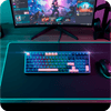 Teclado Gamer Mecânico Skyloong Gk980 Blue Pink Aluminun, Switch Silver, 3 Modos, RGB, Hot Swap, 4000mAh com design moderno,