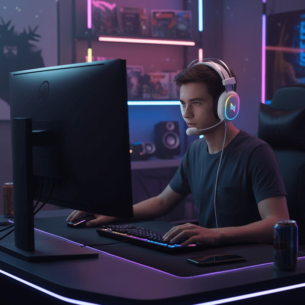 Headset Gamer Neologic NGX Arctic, RGB, Branco, NGXARCTIC - Imagem 2