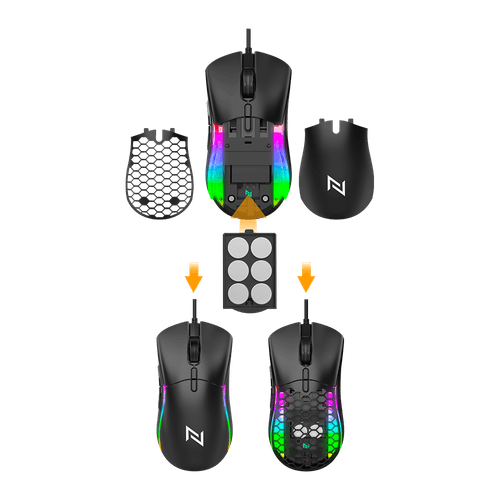 Mouse Gamer Neologic Custom, RGB, 12000 DPI, Shape Extra, Ajuste de Peso, Preto - CTM-12DPI