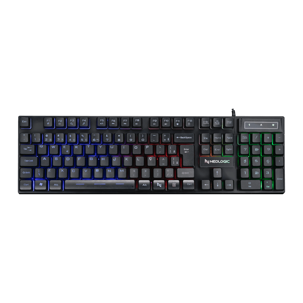 Teclado Gamer Neologic Infinite Play Black, Semi Mecânico, ABNT2, Rainbow, Preto, IFNT-BLK